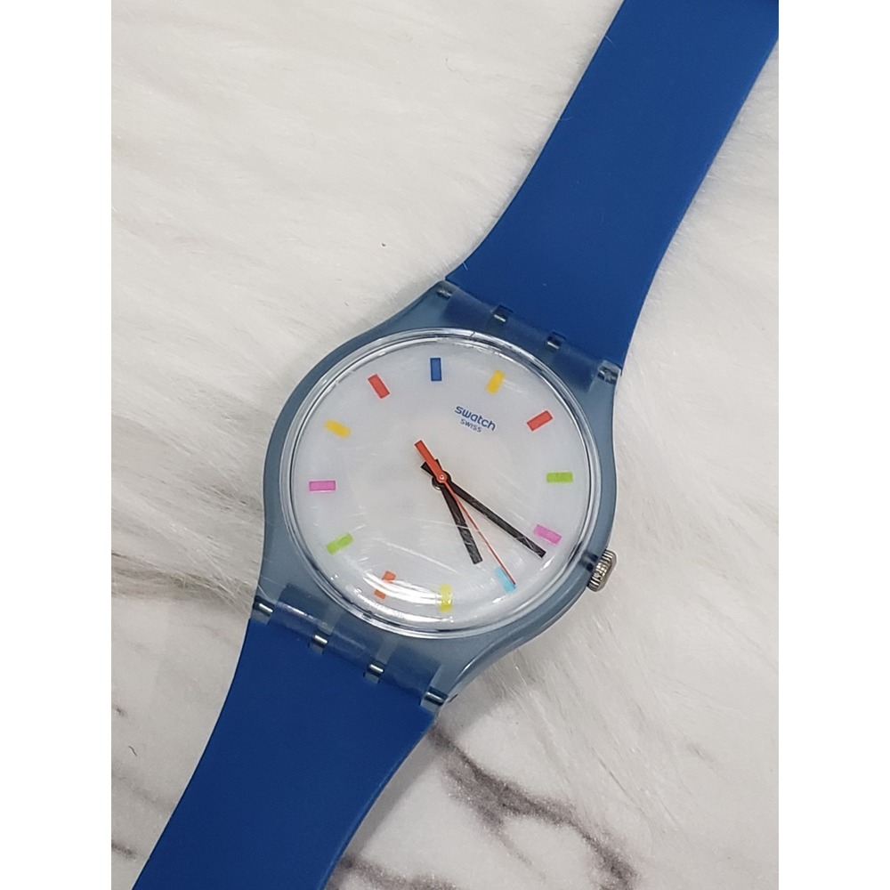 Swatch COLOR SQUARE SUON125 NEW GENT COLLECTION BLUE 41MM WHITE DIAL
